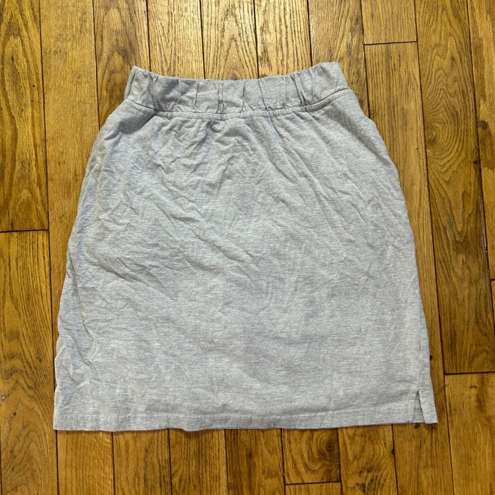 Cozee Corner Gray Jersey Knit Elastic Waist Skort Large Casual Lounge Cotton Mix